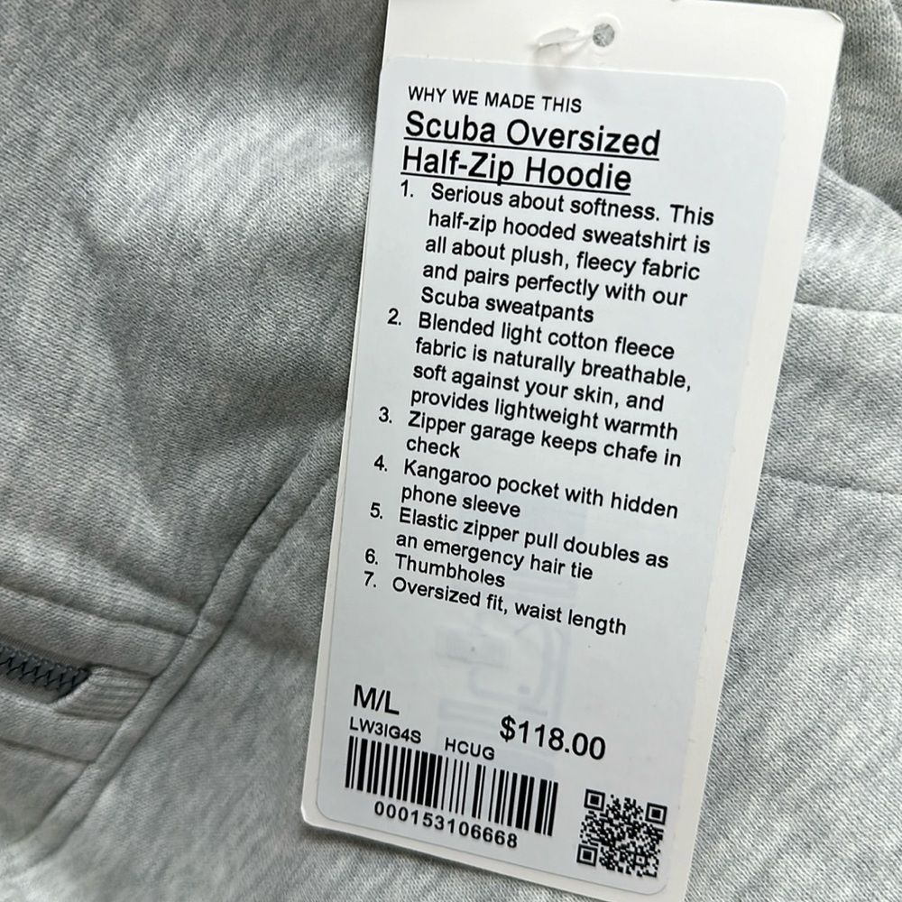 LuluLemon Scuba Oversized Half-Zip Hoodie in Heathered Core Ultra Light Grey - Picture 4 of 4